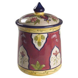 Pier 1 Ironstone Vallarta Earthenware, Medium Canister/Cookie Jar w/ Lid